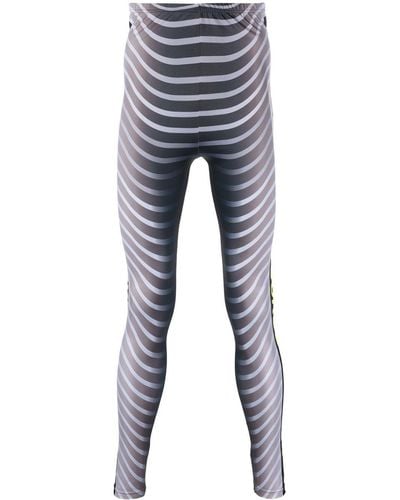 Walter Van Beirendonck Graphic-print Striped leggings - Blue