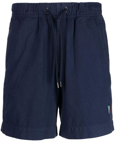 PS by Paul Smith Logo-embroidered Cotton Track Shorts - Blue