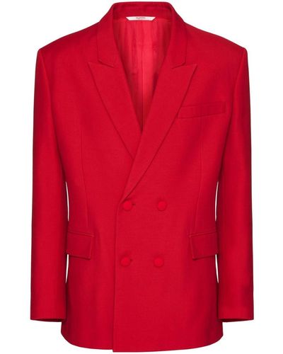 Valentino Garavani Crepe Couture Double-breasted Blazer - Red