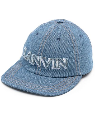 Lanvin Casquette en jean à logo appliqué - Bleu