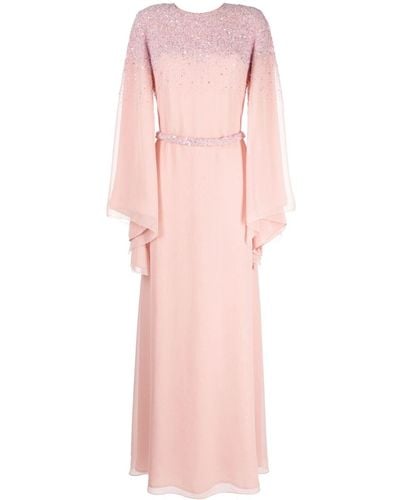 Rachel Gilbert Larnie Crystal-embellished Gown - Pink