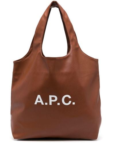 A.P.C. Shopper mit Logo-Print - Braun