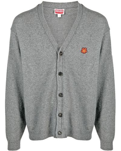 KENZO Long-sleeve Wool Cardigan - Gray