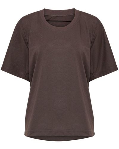 Pleats Please Issey Miyake T-shirt drappeggiata - Marrone