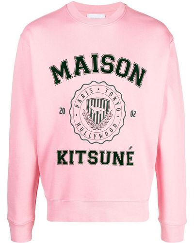Maison Kitsuné Cotton Sweatshirt With Logo Print - Pink