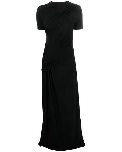 Givenchy Gathered Short-sleeve Maxi Dress - Black