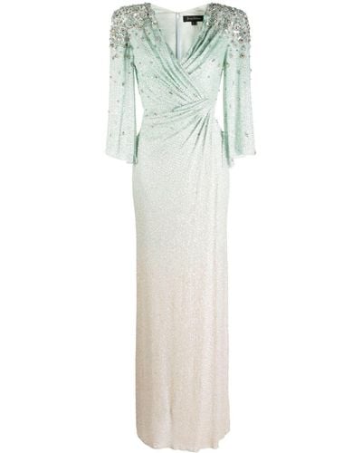 Jenny Packham Nori Floral-appliqué Maxi Dress - Green