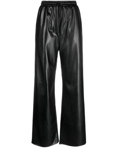 Patrizia Pepe Drawstring-waist Patent-finish Pants - Black