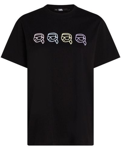 Karl Lagerfeld Ikonik Outline Organic-cotton T-shirt - Black