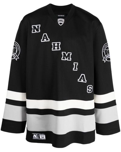 NAHMIAS Logo-patches Hockey Jersey T-shirt - Black