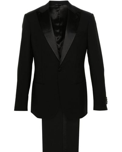 Giorgio Armani Contrast Wool Single-breasted Suit - Black