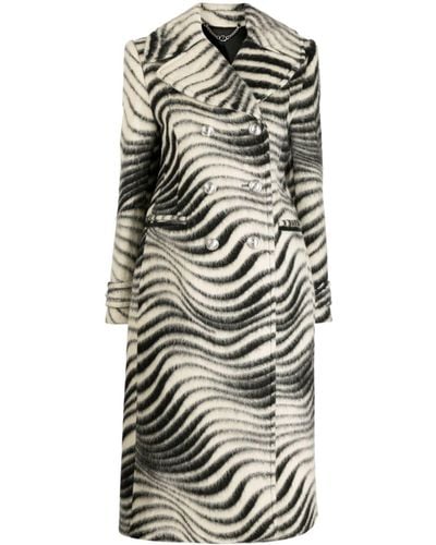 Rabanne Zebra-patterned Double-breasted Coat - Grey