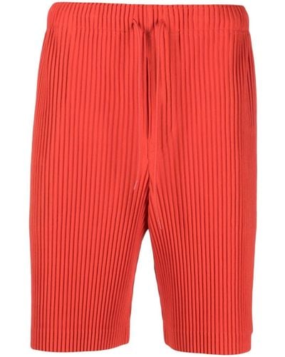 Pleats Please Issey Miyake Low-rise Drawstring Pleated Shorts - Red