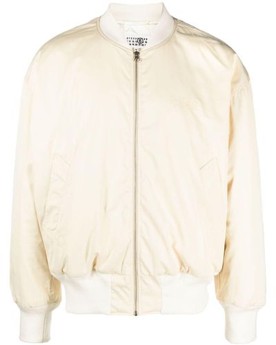MM6 by Maison Martin Margiela Neutral Logo-embroidered Bomber Jacket - Men's - Polyester/cotton/viscose/polyestercotton - Natural
