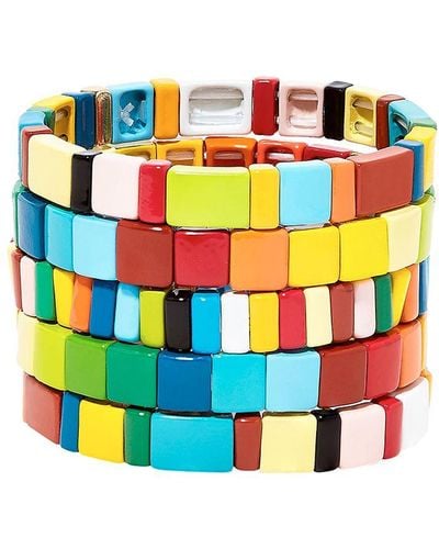 Roxanne Assoulin Rainbow Brite Set Of Three Enamel Bracelets - Blue