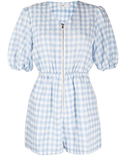B+ AB Chequered Zipped Playsuit - Blue