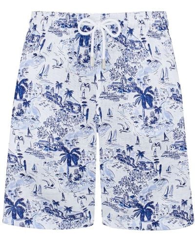 Vilebrequin Riviera Linen Bermuda Shorts - Blue