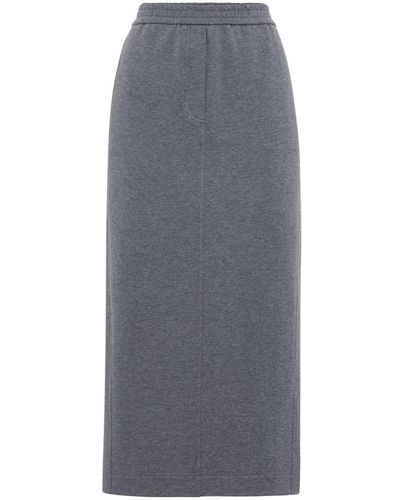 Brunello Cucinelli Elasticated-waistband Midi Skirt - Grey