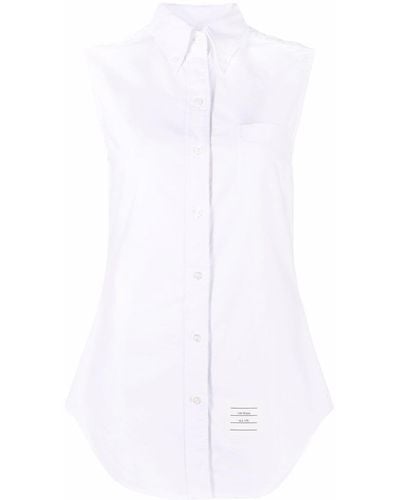 Thom Browne Sleeveless Pointed Collar Shirt - White