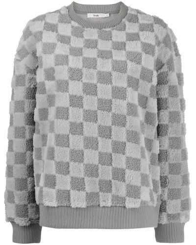 B+ AB Check-pattern Crew-neck Sweater - Gray