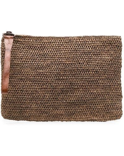 IBELIV Woven Zipped Clutch Bag - Brown