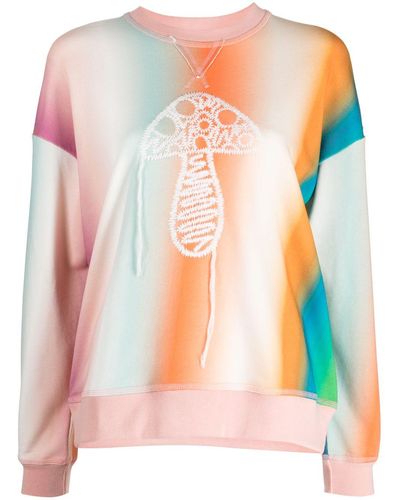 Mira Mikati Mushroom-embroidered Organic-cotton Sweatshirt - Pink