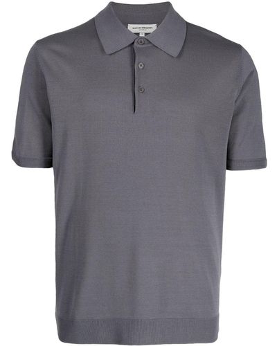 MAN ON THE BOON. Short-sleeve Knitted Polo Shirt - Gray
