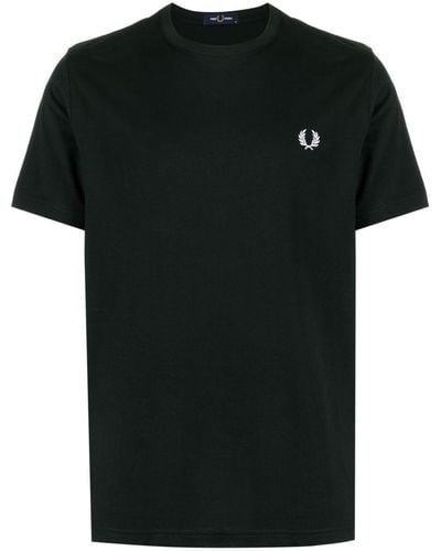 Fred Perry T-shirt en coton à logo brodé - Noir
