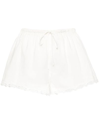 Reformation Pantalones cortos Marley con encaje floral - Blanco