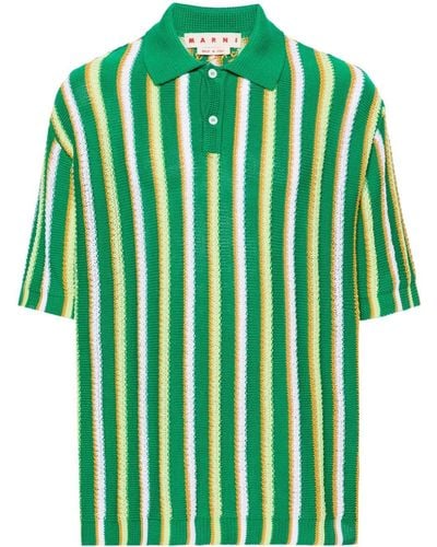 Marni Striped Crochet Polo Shirt - Green
