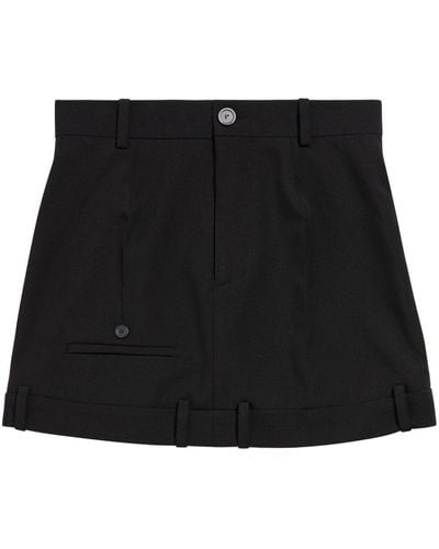 Balenciaga Deconstructed Wool Miniskirt - Black