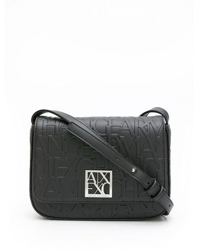 Armani Exchange Embossed-logo Shoulder Bag - Black
