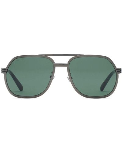 Gucci Double-bridge Pilot-frame Sunglasses - Green