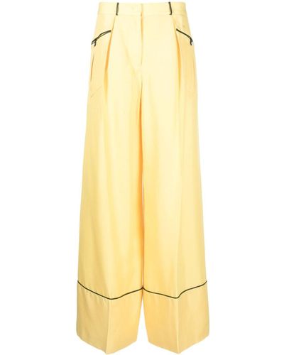 Bally Pantalon palazzo à liserés contrastants - Jaune