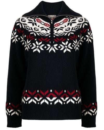 N.Peal Cashmere Fair Isle-knit Cashmere Sweater - Black
