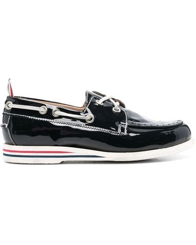 Thom Browne Patent Leather Boat Shoes - Black