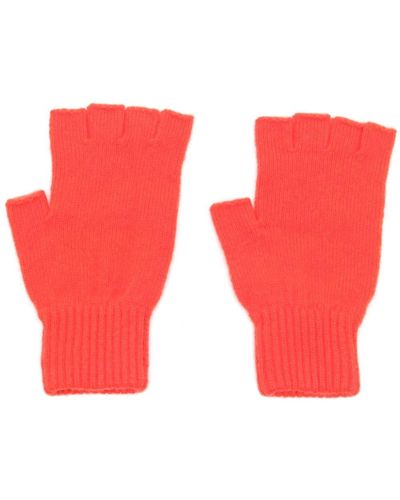 Pringle of Scotland Fingerlose Handschuhe mit Rippmuster - Rot