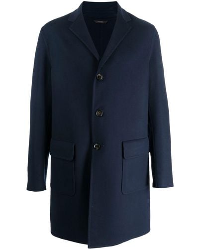 Colombo Notched-collar Single-breasted Coat - Blue