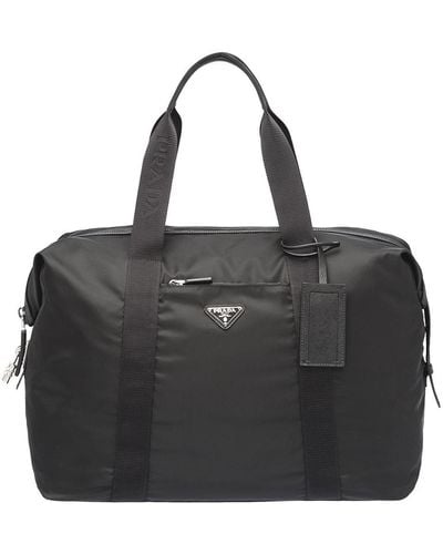 Prada Re-nylon Triangle Logo Holdall Bag - Black