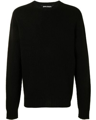 Palm Angels Suéter de lana de con logotipo Intarsia - Negro