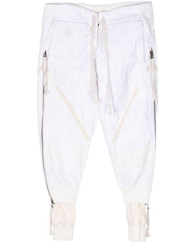 Greg Lauren Pantaloni affusolati con zip - Bianco