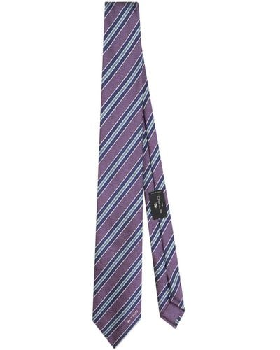 Etro Striped Jacquard Silk Tie - Purple