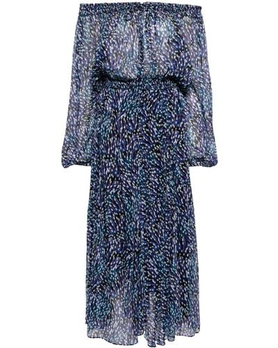 Isabel Marant Vestido estampado con hombros descubiertos - Azul