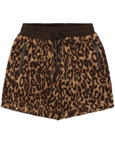 Amiri Fleece Shorts Met Luipaardprint - Bruin