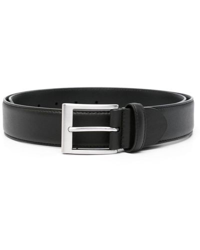Canali Leather Buckle Belt - Black