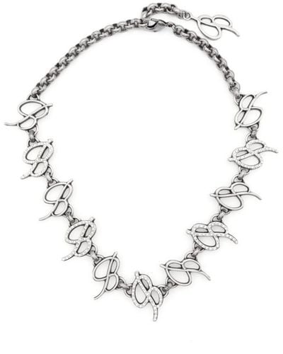 Blumarine Logo-lettering Polished-finish Necklace - Metallic