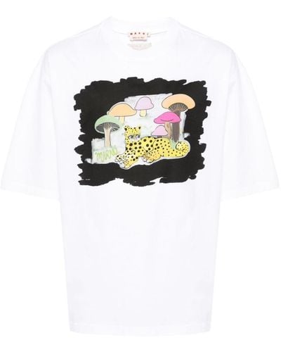 Marni Graphic-print Cotton T-shirt - Black