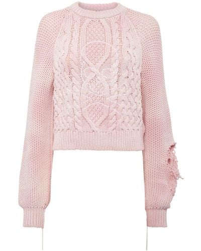 Philipp Plein Distressed-effect Cotton Sweater - Pink