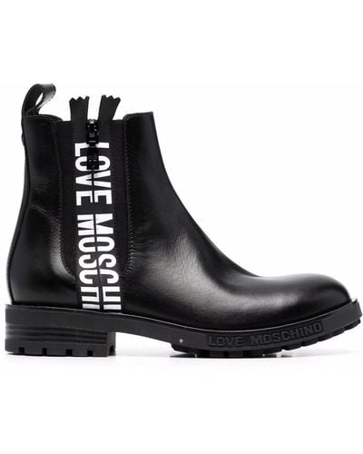 Love Moschino Logo-tape Chelsea Boots - Black
