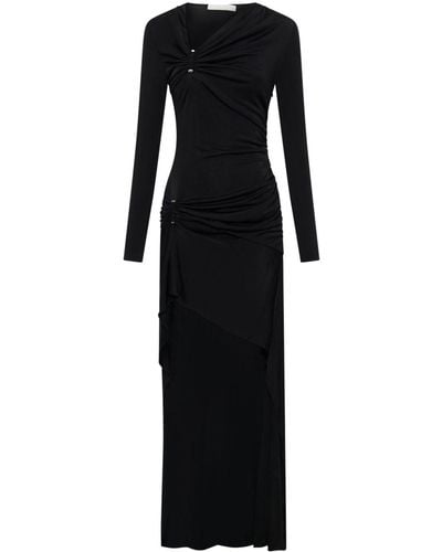 Dion Lee Gathered-detail Asymmetric Maxi Dress - Black